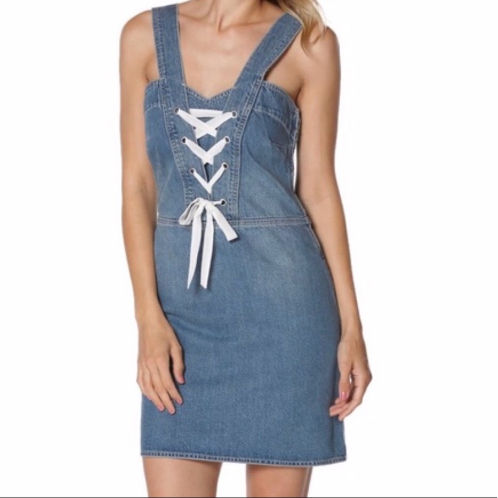 Paige Tula Lace Up Denim Dress